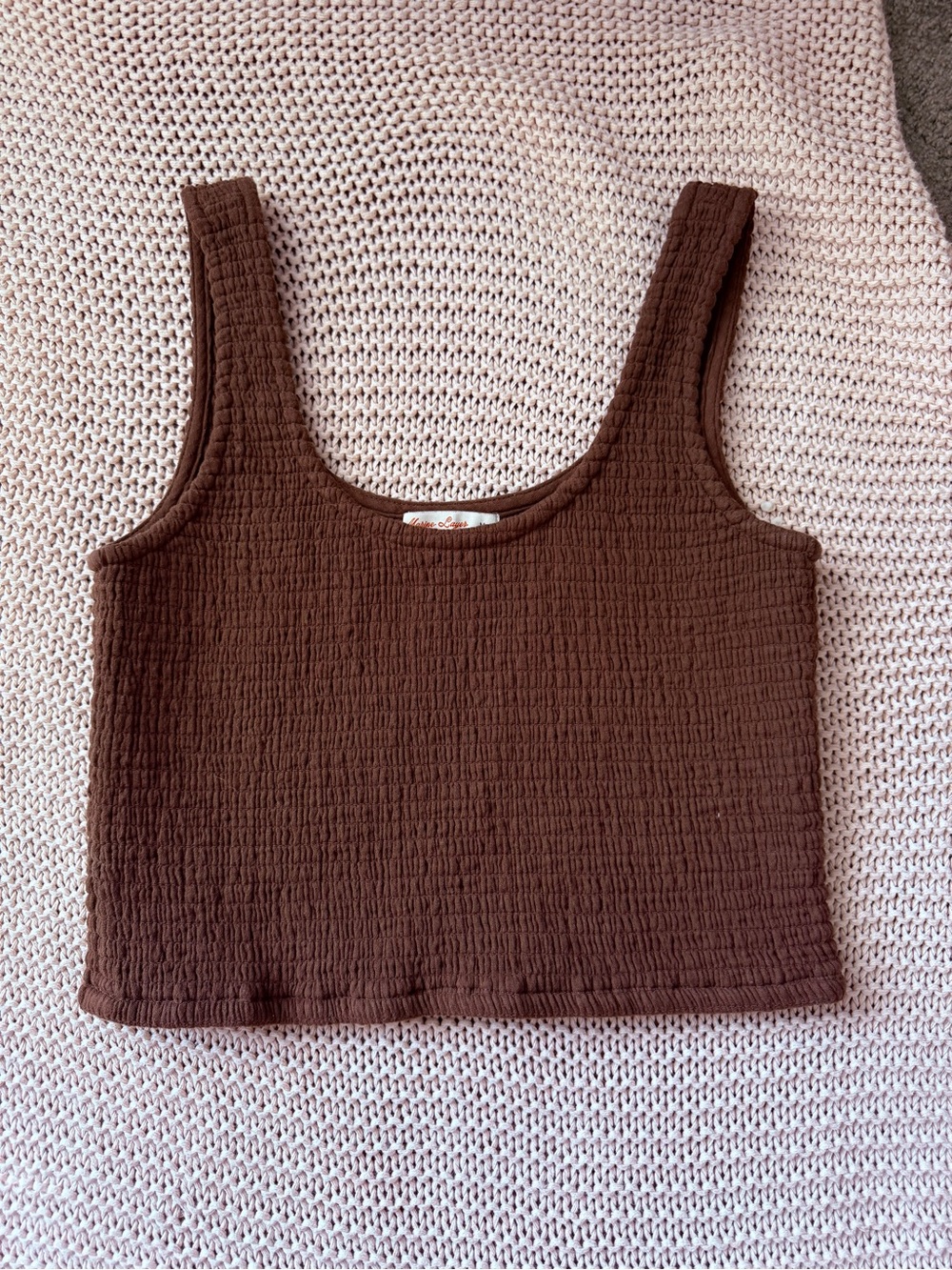 Marine Layer Cotton Gauze 2 Piece Set Brown Pants & Smocked Top XS/M - Picture 4 of 6